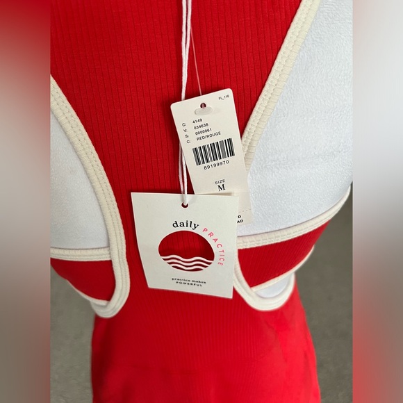 NWT Anthropologie Daily Practice Ribbed Mini Dress Size Medium Color Red - Picture 5 of 6